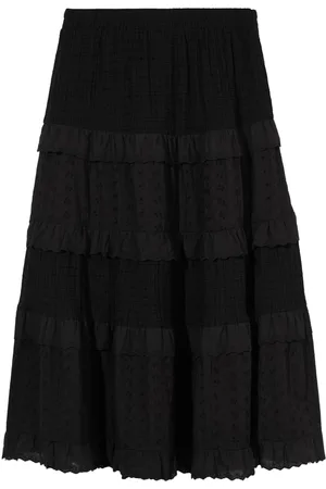 B+AB Tiered lace-panel maxi skirt