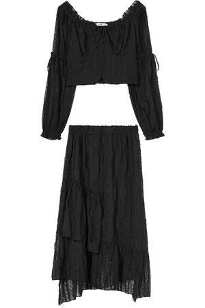 B+AB Asymmetric tulle midi skirt set