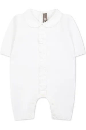 LITTLE BEAR Ruffle-trim knitted cotton romper