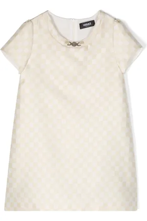 VERSACE Checkerboard satin shift dress