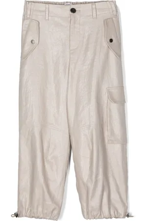 Brunello Cucinelli Lurex-detail cotton-linen trousers