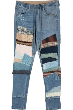 GREG LAUREN Mid-rise tapered jeans