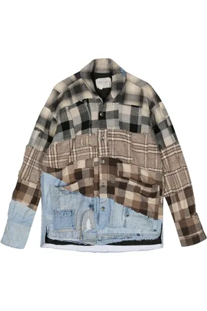 GREG LAUREN Checked patchwork shirt jacket