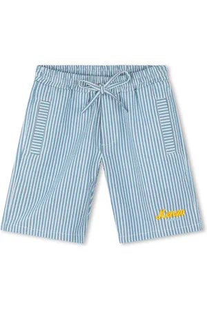 Kenzo Logo-embroidered striped cotton shorts