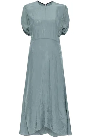 Victoria Beckham Gathered-detail shorts-sleeved dress