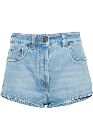 Prada Triangle-logo denim mini shorts