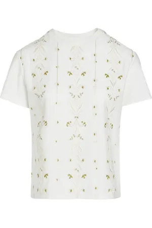 Giambattista Valli Floral-embroidered cotton T-shirt