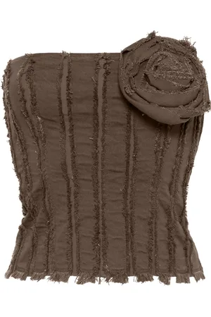 BLUMARINE Floral-appliqué strapless top
