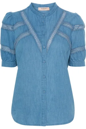 Twin-Set Lace-trim denim shirt