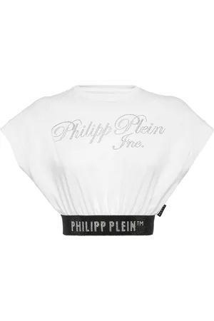 Philipp Plein Rhinestone-logo cropped T-shirt