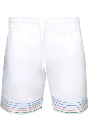 Casablanca Stripe-embroidered linen shorts