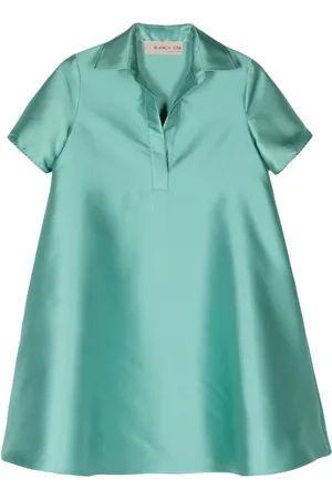 BLANCA A-line satin shirt dress