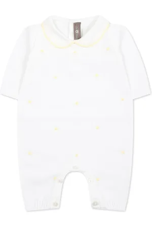 LITTLE BEAR Polka dot-intarsia cotton romper
