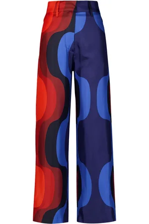 Paula Sonia wave-print silk trousers