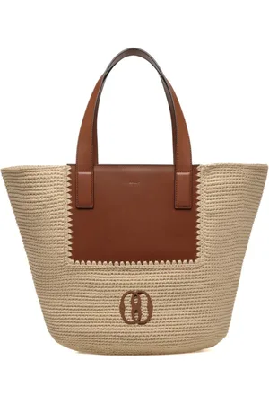 Bally Logo-plaque woven basket tote bag