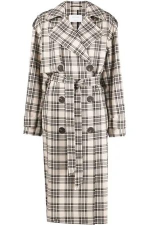 Sportmax Check-pattern belted coat