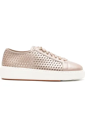 santoni Perforated leather sneakers