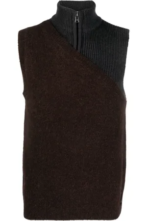 Fendi Panelled ribbed zipped vest