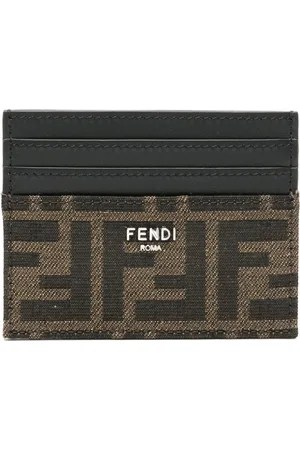 Fendi FF-jacquard leather card holder