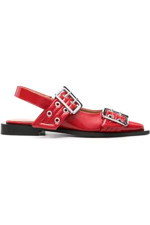 Ganni Wide Welt buckled ballerina shoes