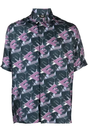 Fendi Block-print silk shirt