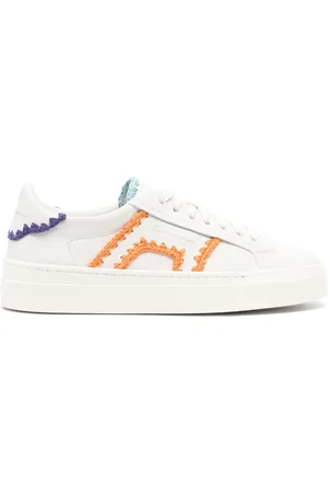 santoni Contrast-trim leather sneakers