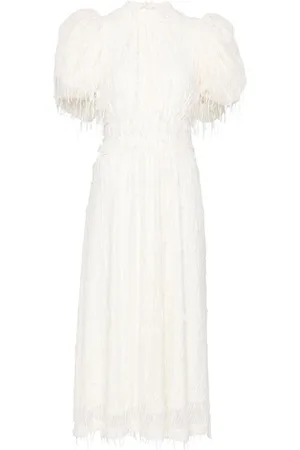 ROTATE Puff-sleeve sequined midi dress