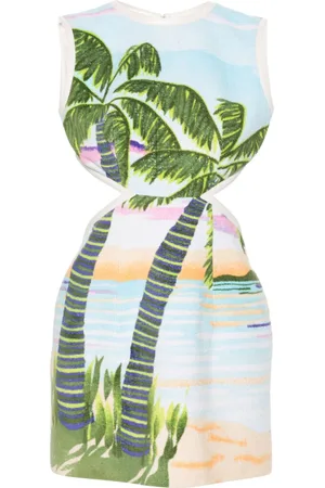 Marine Serre Beach print-jacquard mini dress