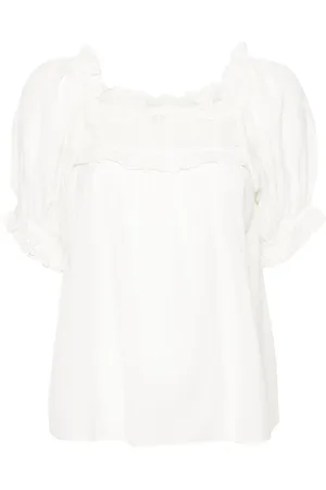 Doen Lace-detailed puff-sleeve blouse