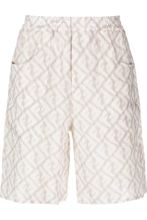 Fendi Abstract-print linen shorts