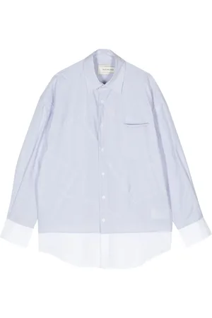 Feng Chen Wang Logo-embroidered patchwork shirt