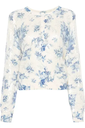 Twin-Set Floral-print oprn-knit cardigan