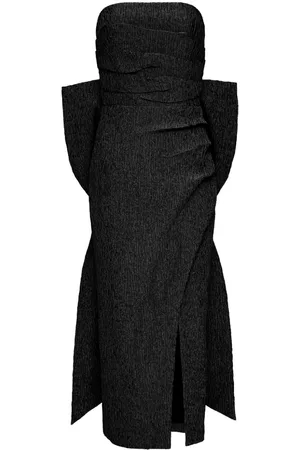 Rebecca Vallance Helene oversize-bow strapless midi dress