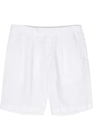 Boglioli Pleated linen chambray shorts