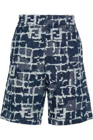 Fendi FF-distressed denim shorts