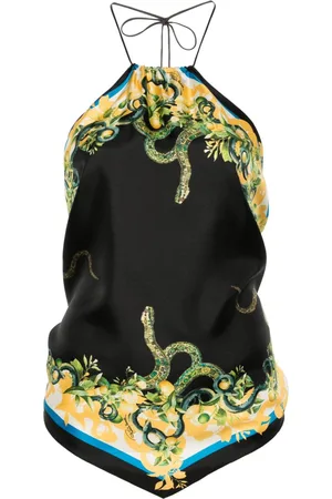 Roberto Cavalli Snake-print halterneck top