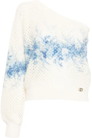 Twin-Set Asymmetric open-knit top