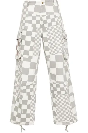 ERL Distressed checked straight trousers