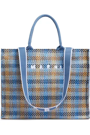 Marni Logo-embroidered checkered shopping bag
