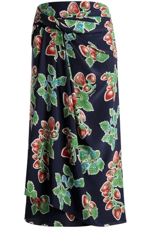 Bally Strawberry-print silk midi skirt