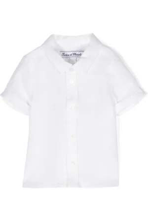 Tartine Et Chocolat Logo-embroidered linen shirt