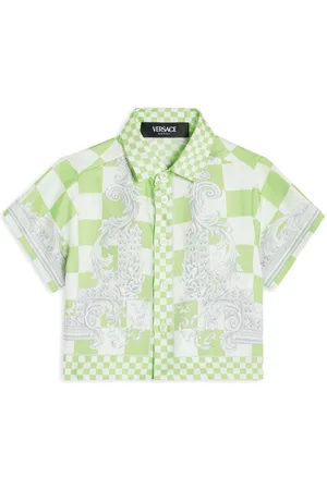 VERSACE Medusa print checkered silk shirt