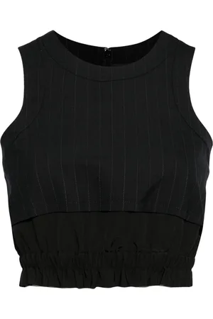 SACAI Pinstripe-pattern sleeveless crop top