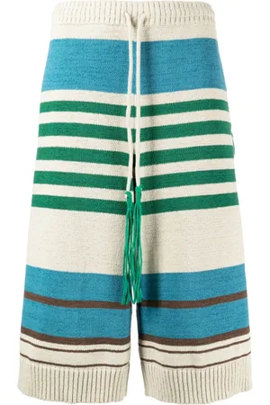 CRAIG GREEN Striped ribbed-knit shorts