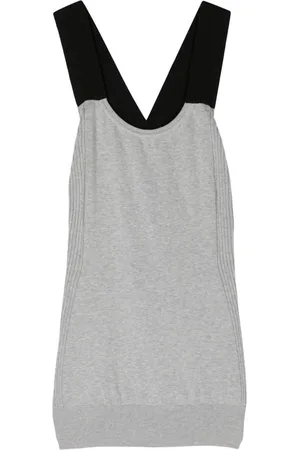 Plan C Crossover-straps fine-knit top