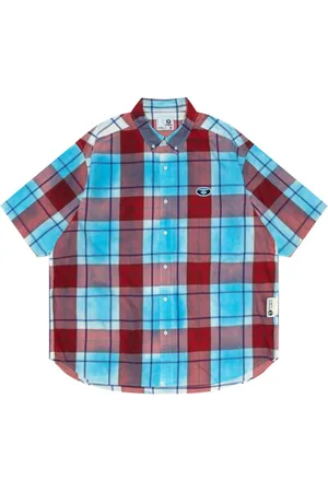 A Bathing Ape Logo-appliqué plaid shirt