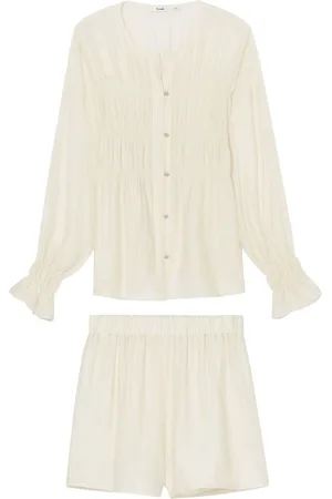B+AB Pleated shirred-effect short set