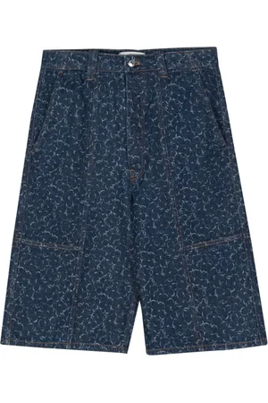 Maison Kitsuné Floral-print denim shorts