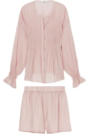 B+AB Pleated shirred-effect short set