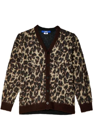 JUNYA WATANABE Leopard-intarsia brushed cardigan